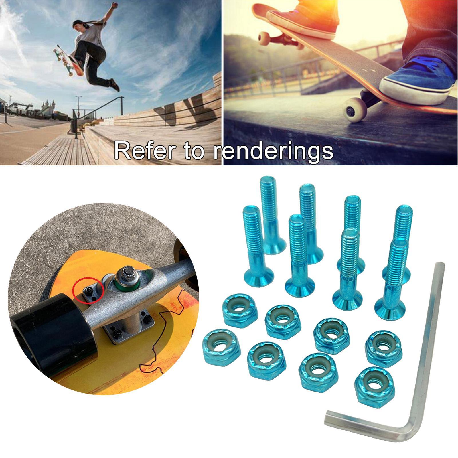 8pcs Replacement Skateboard Hardware Set Longboard Screws Accessories blue