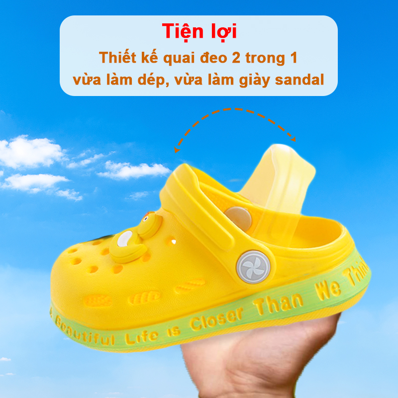 Dép sục cho bé trai và bé gái siêu nhẹ Baby-S, Dép cho bé chống trơn trượt họa tiết xinh xắn – SD7