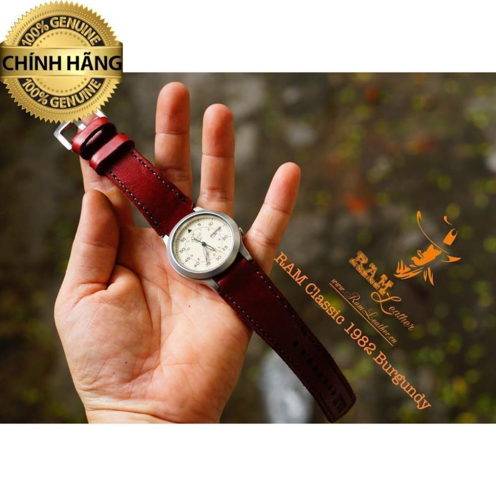 DÂY ĐỒNG HỒ DA BÒ ĐỎ ĐÔ - RAM CLASSIC 1982 BURGUNDY -ĐỦ SIZE 18,20,22 DÀNH CHO CASIO,APPLE WATCH .