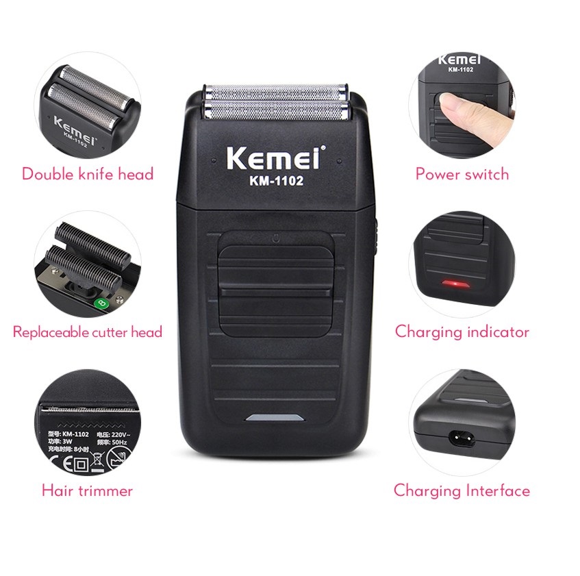 Máy Cạo Râu Cạo Khô Kemei KM1102 - phụ kiện không thể thiếu cho nam giới - Hàng chính hãng