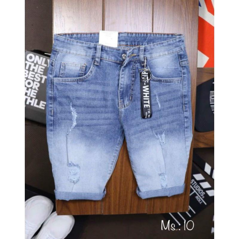 Quần short jeans nam cao cấp rách wax 1