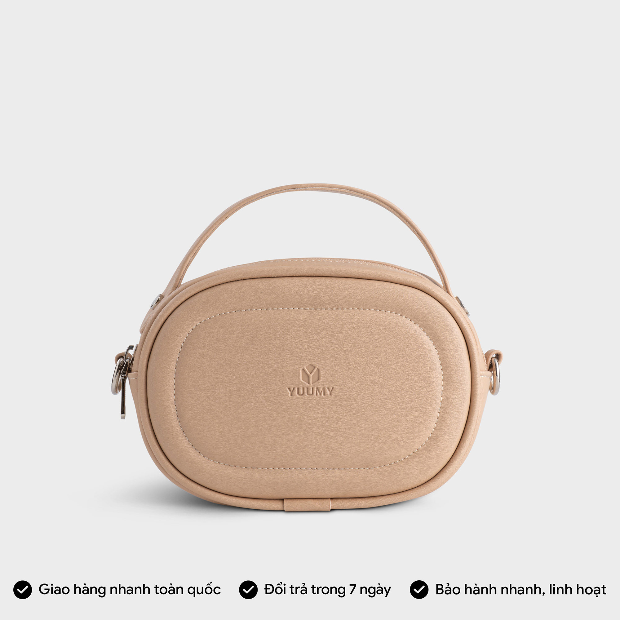 Túi Yuumy ( Thời trang nữ dáng tròn bầu viền chỉ size 20 - Túi đeo chéo da Seasand YN246 )