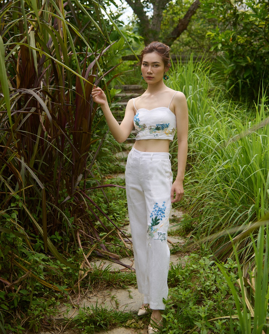 Áo Croptop Linen Thêu Tay Mơ TOP208 thời trang thiết kế Hity