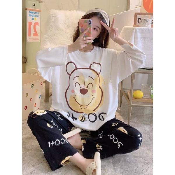 Đồ Bộ Thun Tay Dài Quảng Châu - Pijama Quần Dài - Đồ Mặc Ở Nhà Họa Tiết Hoạt Hình Dễ Thương Đồ bộ nữ, đồ bộ đồ mặc nhà, quần áo nữ bộ lửng cotton hình dễ thương DN145