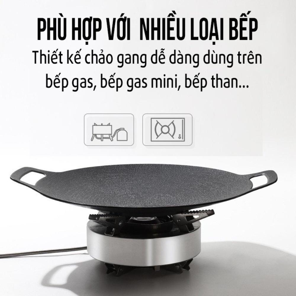 Chảo nướng đá không dầu Hàn Quốc size 34cm ,chảo nướng thịt BBQ chống dính dùng được cho mọi loại bếp, chất liệu cao cấp