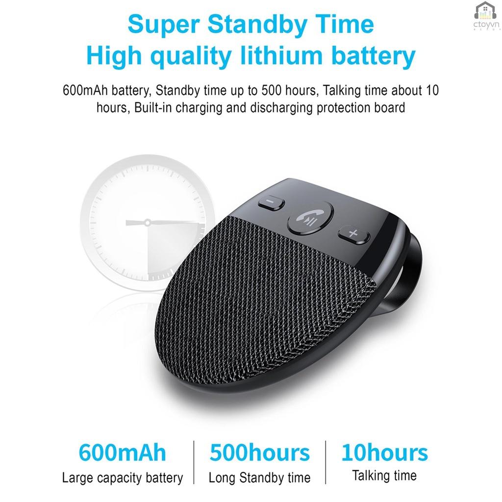 Loa bluetooth không dây có kẹp gắn xe hơi hỗ trợ gọi điện thoại rảnh tay rõ ràng và phụ kiện