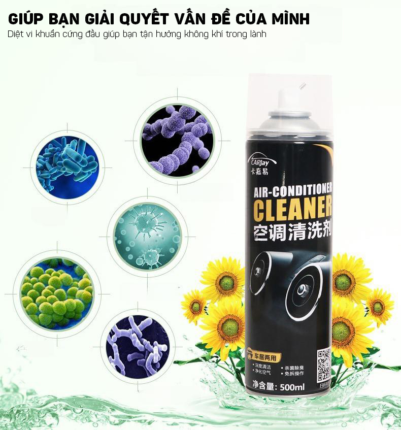 Dung Dịch Vệ Sinh Cửa Gió Điều Hòa AIR-CONDITIONER CLEANER CARJAY 500ML - Làm Sạch, Khử Mùi, Bảo Dưỡng Điều Hòa Xe Ô Tô