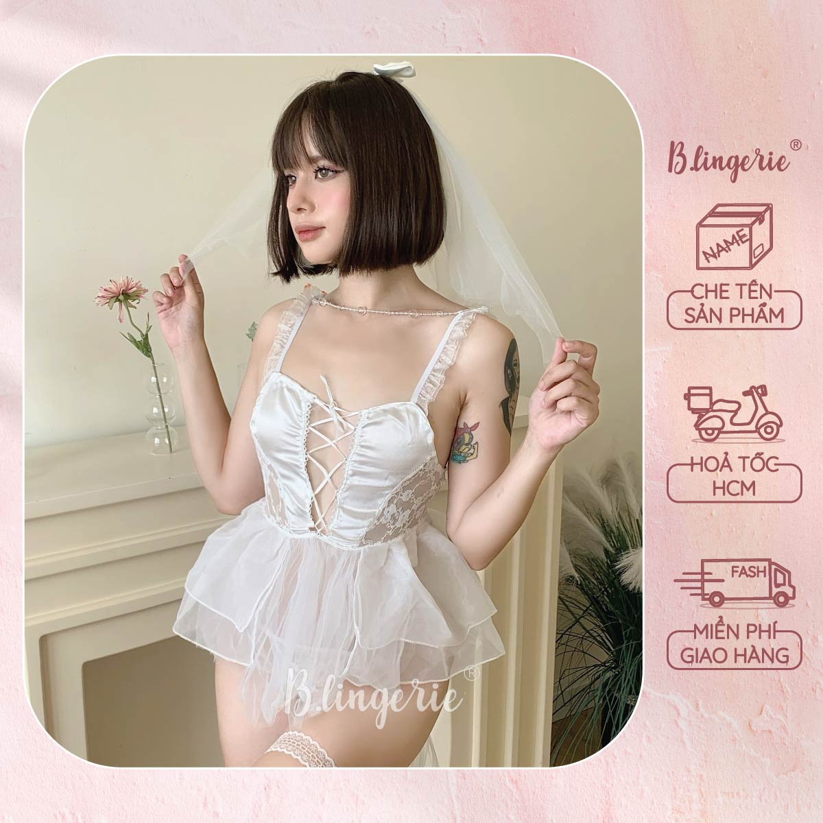 Đồ Cosplay Nàng Dâu Gợi Cảm (Kèm Tất) - B.Lingerie