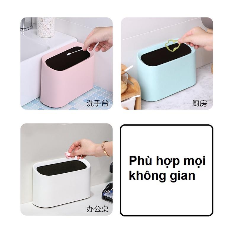 Thùng rác nhựa mini để bàn 2 lớp 20cmx 13cm Thùng rác bàn trang điểm bàn làm việc Tiết kiệm diện tích Làm đẹp không gian