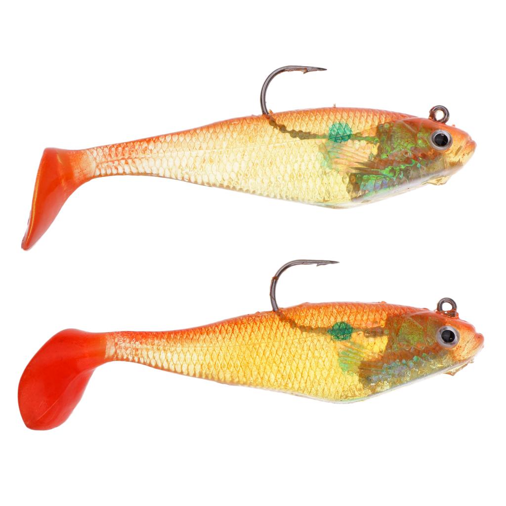 2pcs T Tail Soft Minnow Lure Lead Fishing Lures Silicone Shad Swimbaits 22g