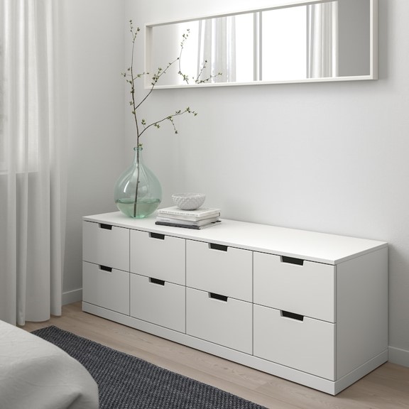 NORDLI, Tủ đựng đồ lưu trữ 2 tầng 8 ngăn, Phong cách Bắc Âu, 160x47x54cm