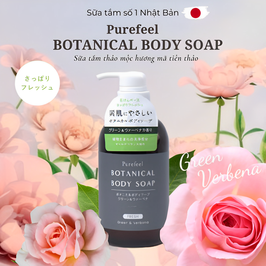 [Nhật Bản] Sữa tắm Purefeel Botanical Body Soap hương Mã tiên thảo làm sạch da cùng hương thơm ấm áp 450ml