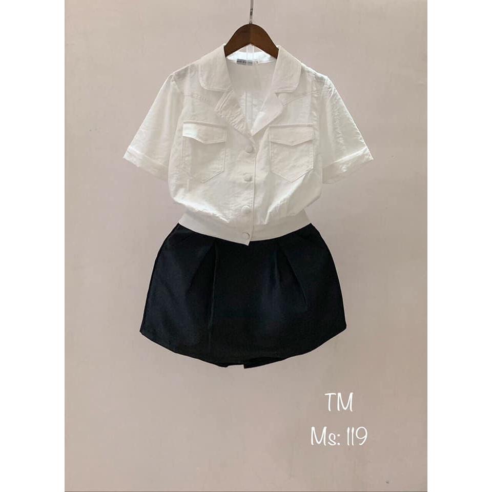 Áo croptop cổ vest