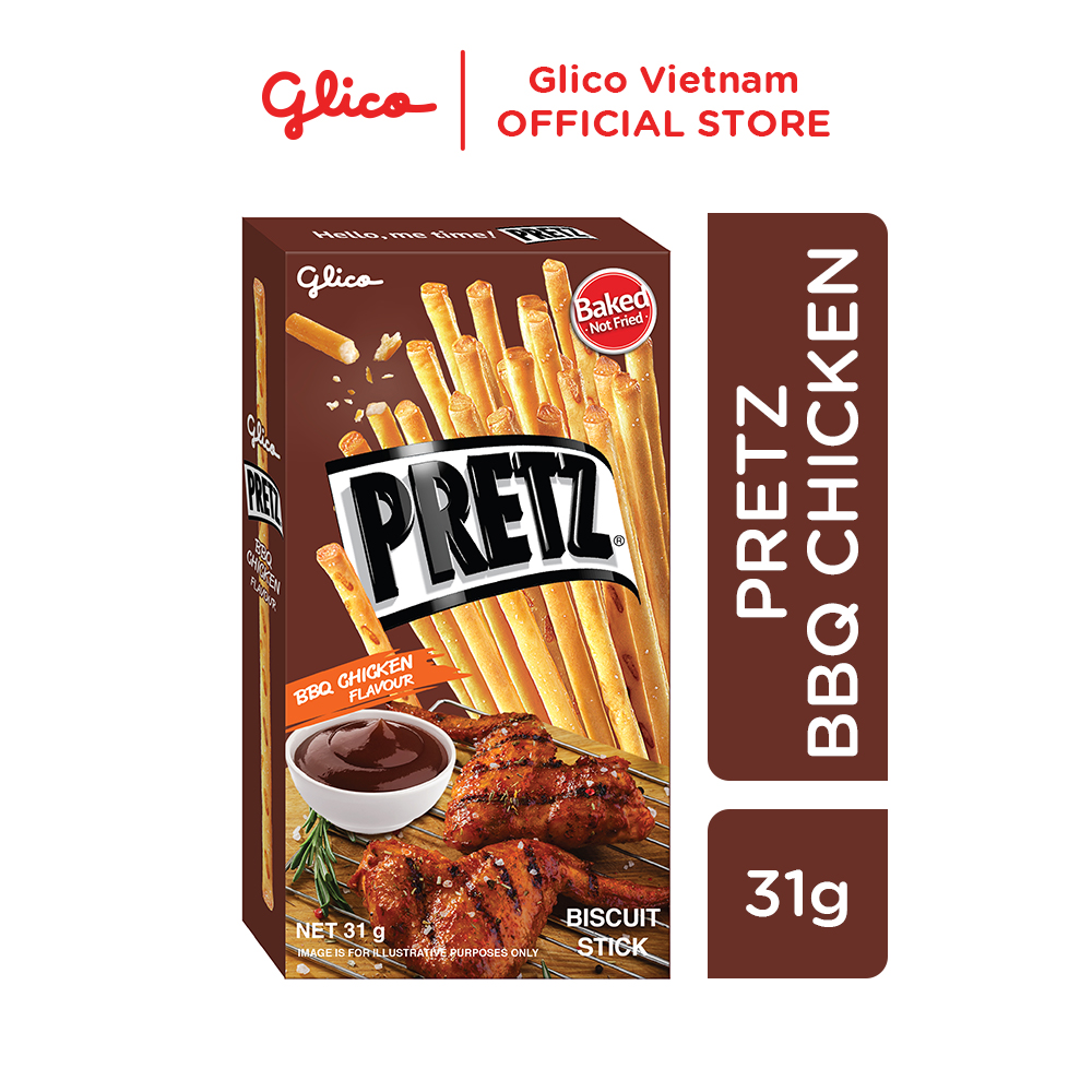 [Dùng thử] Bánh que nướng giòn vị gà nướng GLICO Pretz BBQ Chicken Flavour - 1 Hộp