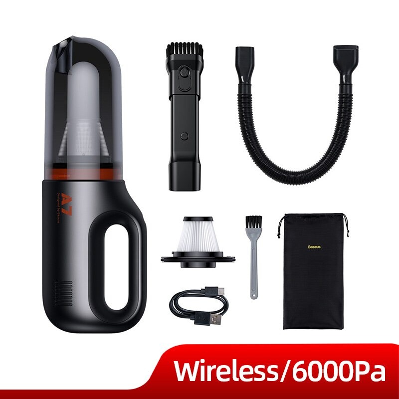 Máy Hút Bụi Cầm Tay Không Dây Trên Ô TÔ Baseus A7 Car Vacuum Lực Hút Mạnh 6000Pa Dung Tích 500ml Sạc 3.5h Dùng 20 Phút - Hàng Chính Hãng