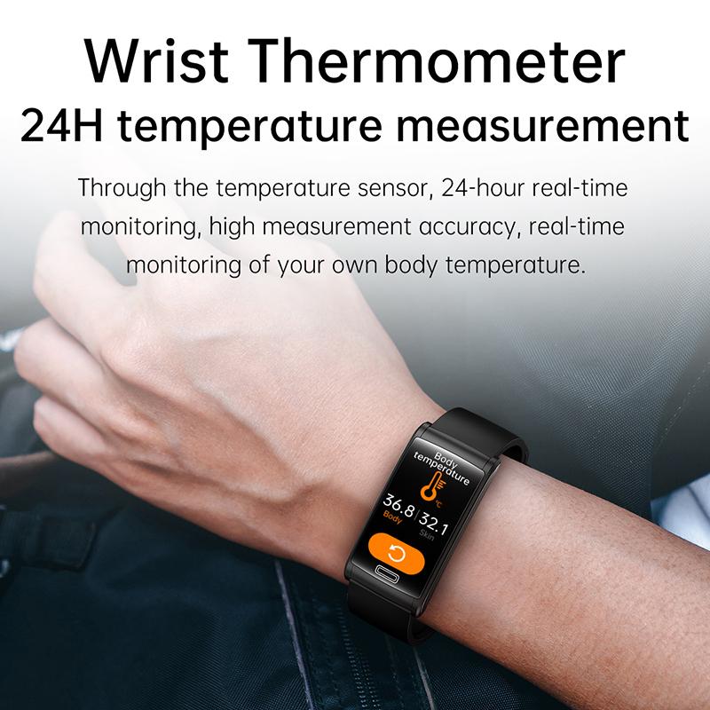 Sang trong máu không xâm lấn ECG PPG Sức khỏe Vòng đeo tay thông minh IP68 Thể thao chống thấm Watcher Watch Watch Men Blood Glucose Meter Đồng hồ