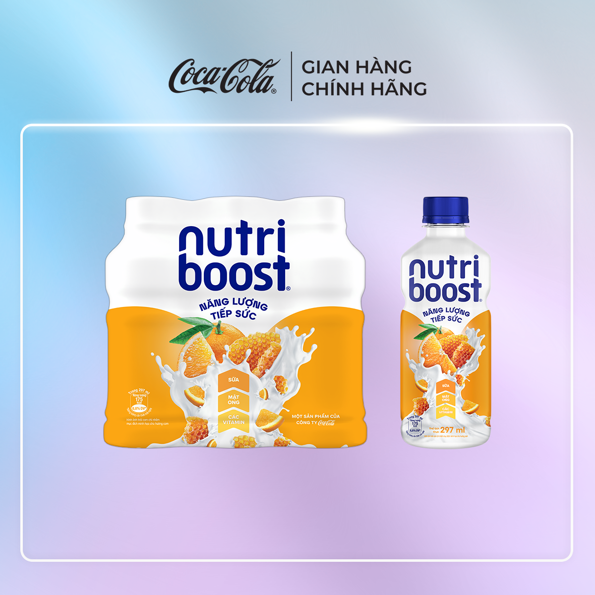 Lốc 6 Chai Thực phẩm bổ sung Nước uống sữa trái cây Nutriboost hương cam 297ml/Chai Sale 25.10 Coca-Cola Official Store