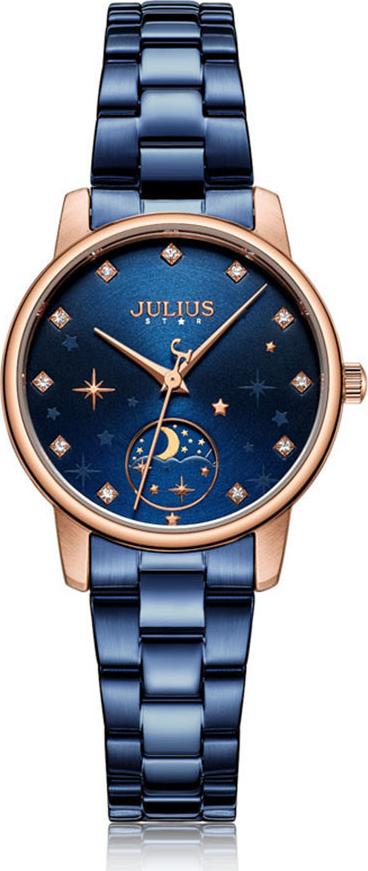 Đồng Hồ Nữ Julius Star Hàn Quốc JS-029C Sun and Moon Dây Thép Màu Xanh