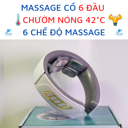 Máy massage cổ cao cấp, có chườm nóng - 6 đầu tiếp xúc, 6 chế độ mat xa khác nhau, 9 cường độ massage - Màu Trắng