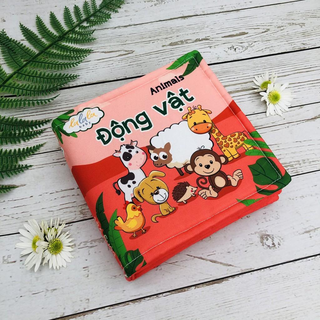 Combo 2 cuốn sách vải cho bé Lalala baby, kích thích đa giác quan (Phương tiện giao thông, Động vật)