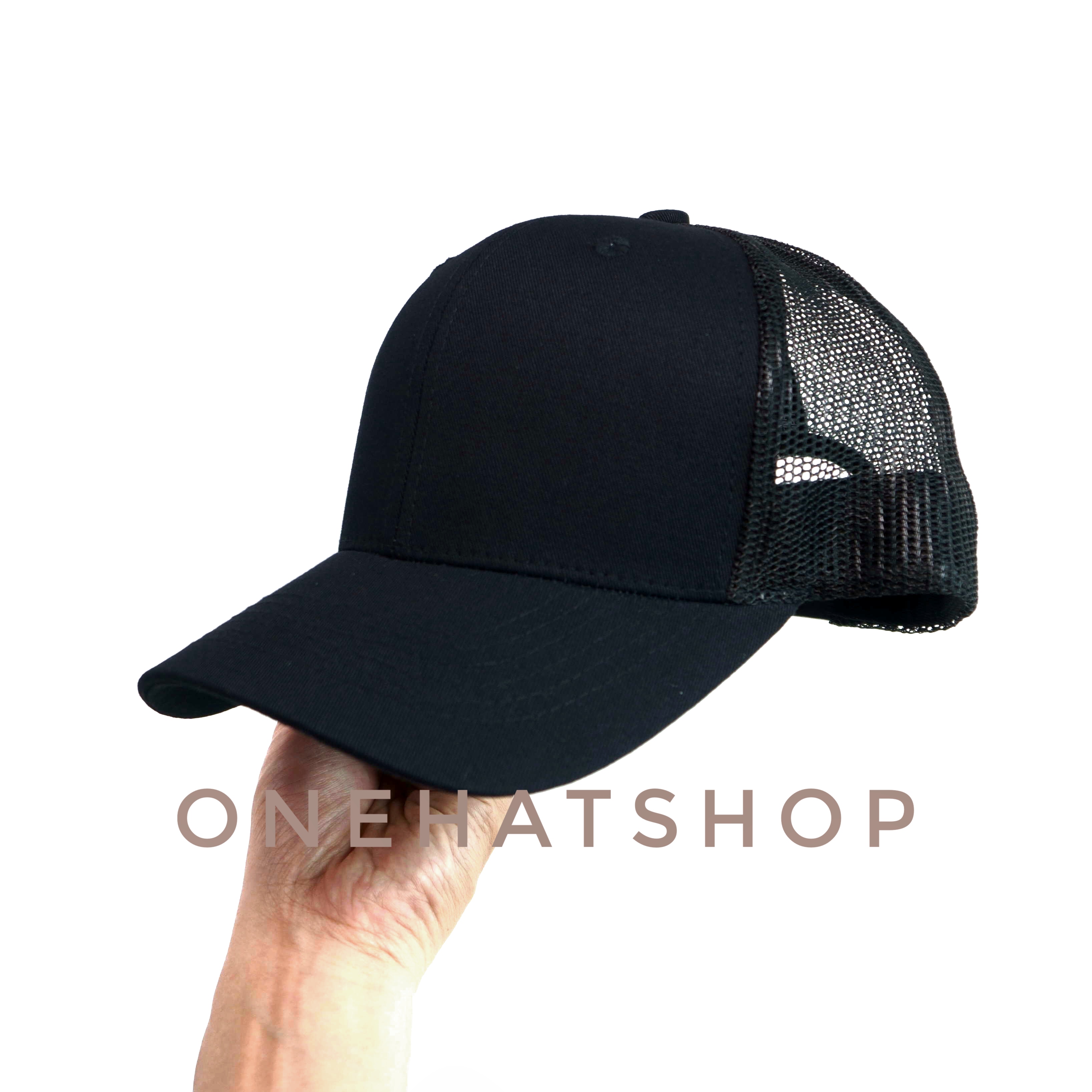 Nón kết trơn đen lưới fom Baseball cap brand One Hat