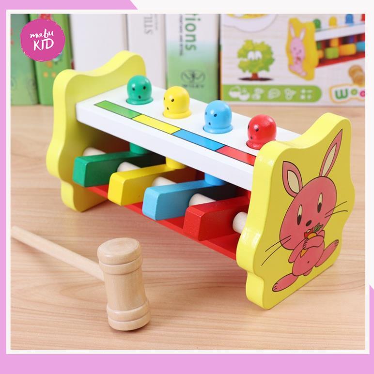Đồ Chơi Gỗ - Đập Chuột Hình Thỏ - Đồ Chơi Giáo dục Thông Minh Cho Bé