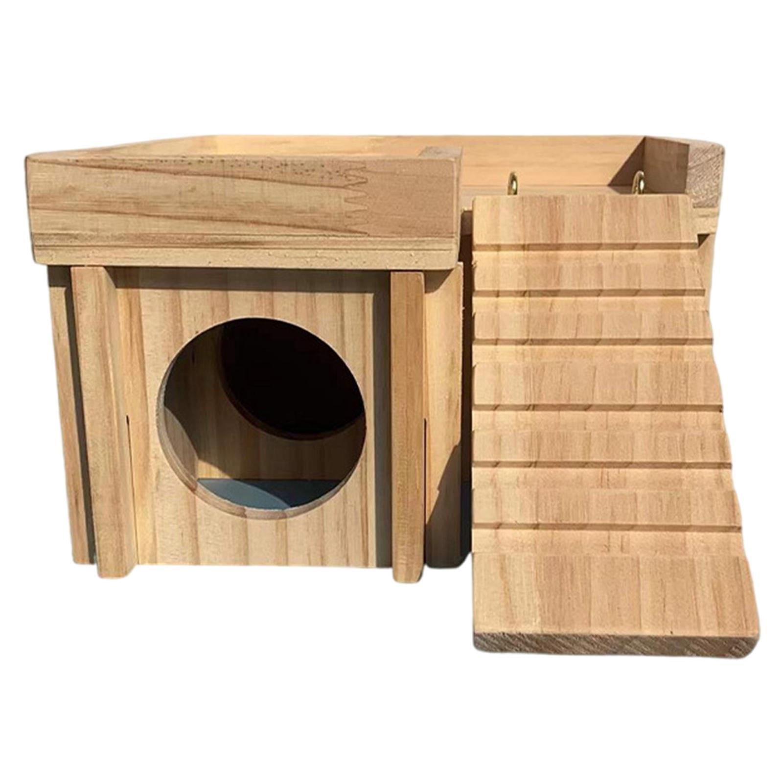 Hamster Wooden House with Ladder Hideaway Nesting Habitat for Guinea Pigs