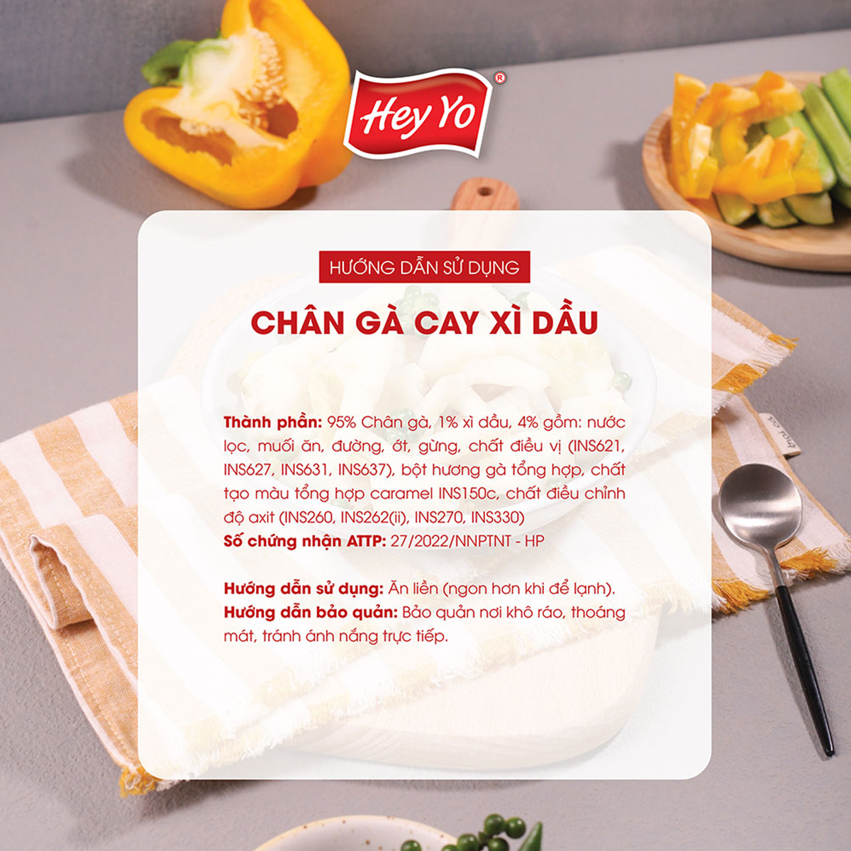 Combo 10 Chân Gà Cay Vị Xì dầu Hey Yo 80g, chân gà ủ vị hàng Việt Nam thơm ngon chất lượng