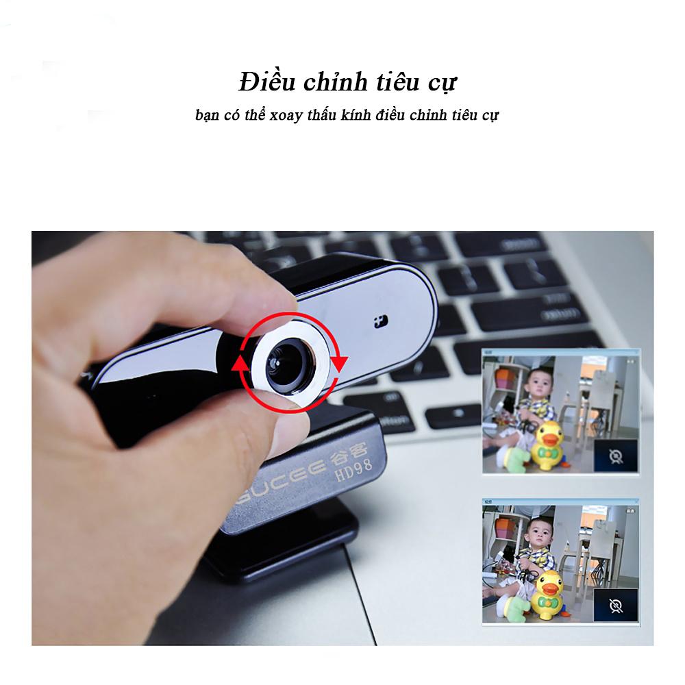 Webcam Gucee HD98 xoay 360 độ , 12 MP, lấy nét bằng tay , tích hợp micro