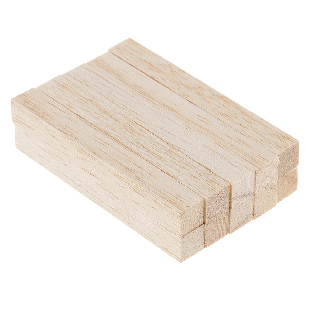 2xBalsa Wood Stick Unfinished Woodcraft Square Stick Dowel Rod 80mm 10 Pieces