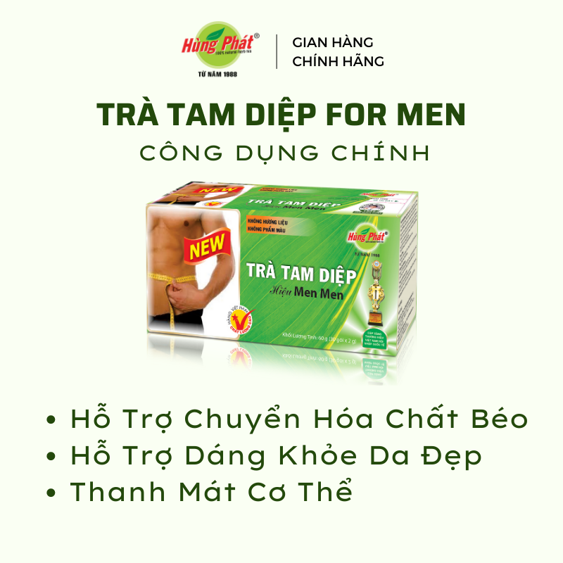 Trà Tam Diệp For Men Thanh Nhiệt Hỗ Trợ Giảm Cân Giữ Dáng - Hùng Phát Thương Hiệu 35 Năm