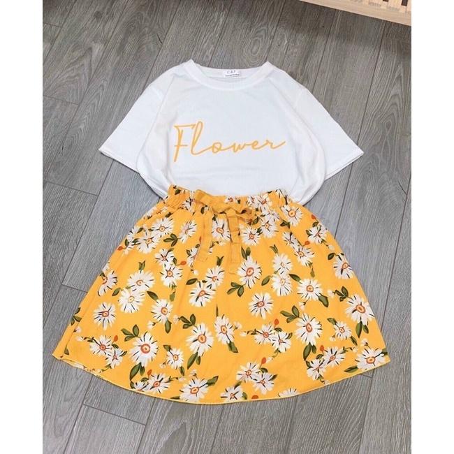 SET ÁO THUN CHÂN VÁY HOA