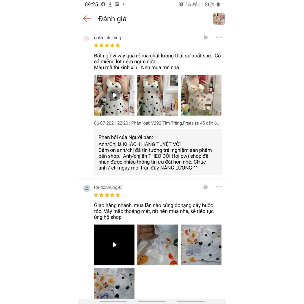 Váy Ngủ Nữ 2 dây quai ren đính nơ dáng suông họa tiết xinh xắn_ Đầm ngủ 2 dây chất thun sữa có mút ngực V292