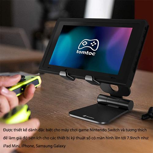 [HÀNG CHÍNH HÃNG] GIÁ ĐỠ TOMTOC (USA) ALUMIUM ĐA GÓC DÀNH CHO NINTENDO SWITCH/IPAD MINI/IPHONE/SMARTPHONE chắc chắn - Đen