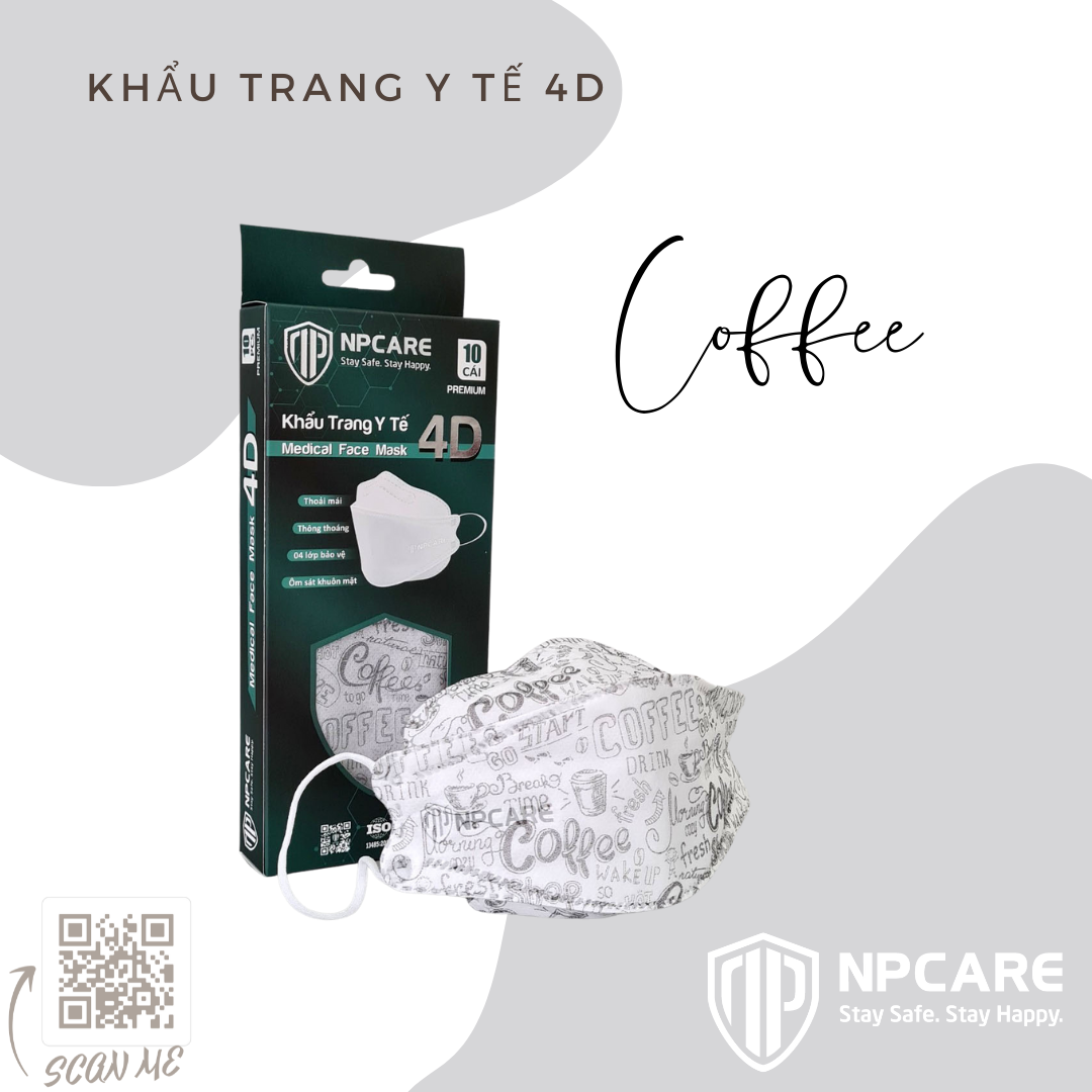 Khẩu trang y tế 4D (KF94) NPCARE Coffee (H/10c)