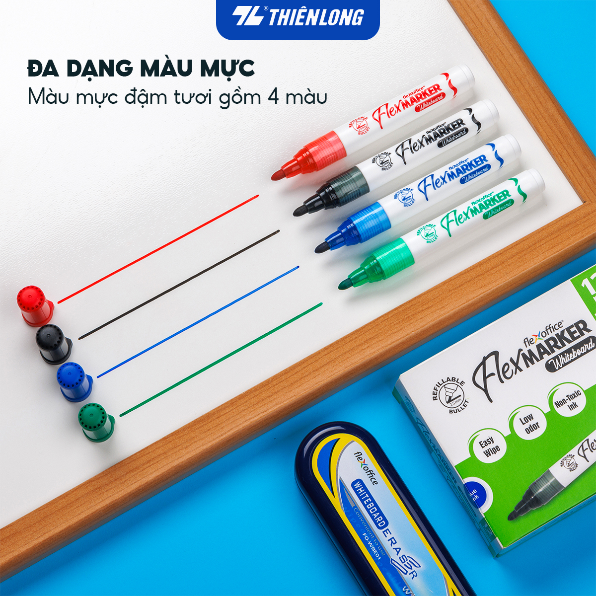 Bút lông bảng Thiên Long Flexoffice FO-WB02/KH - Whiteboard Marker