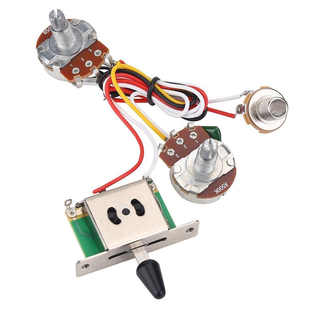 Guitar Pre-wired Harness 3 Way Toggle Switch 1V1T 500K for Electric Guitar