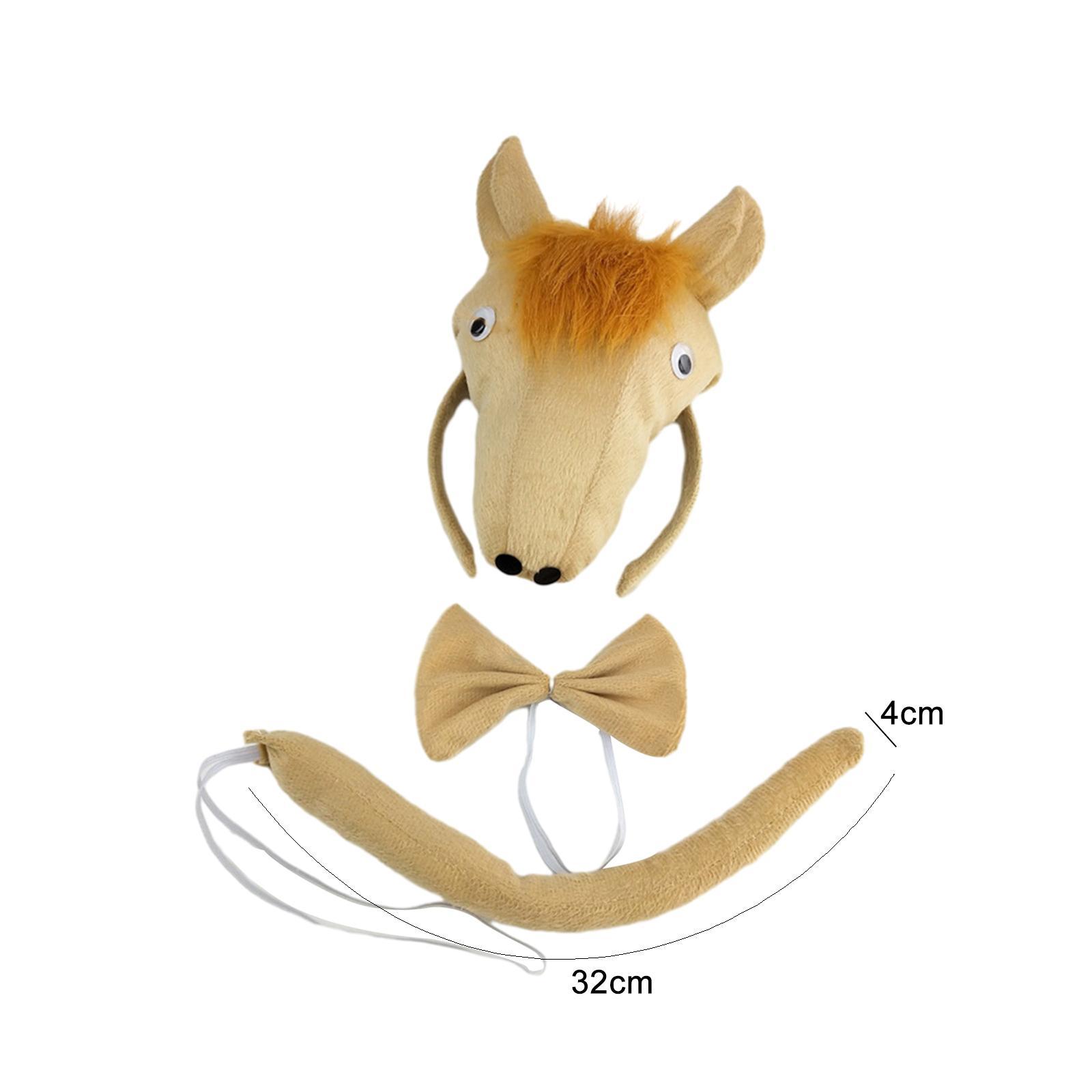 Kids Horse Costume, Ears Headband Bow Tie Tail Hair Band Elastic Strap, Animal Fancy Costume Kits for Carnival, Performance, Masquerades Cosplay