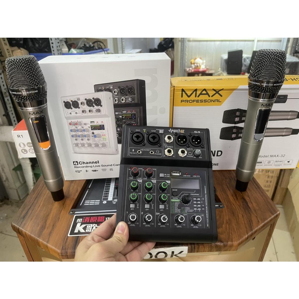 Combo thu âm karaoke livestream đỉnh cao Mixer G4 2022 và Micro Max 32 tặng kèm tai phone HP960 dây hoa sen, dây canon