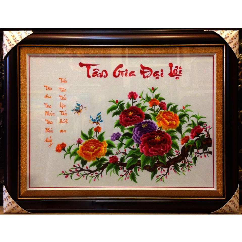 Tranh thêu - tân gia đại lợi - vạn  sự như ý - F125