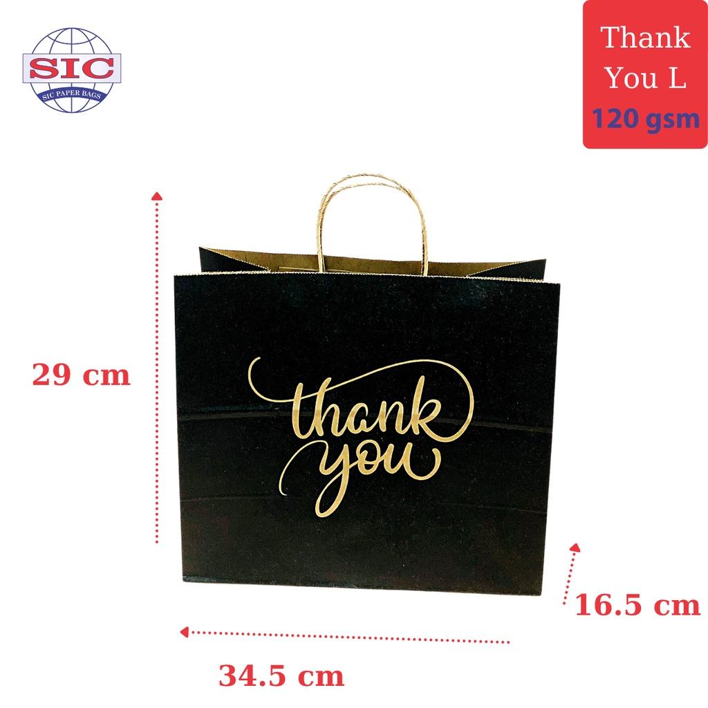 TÚI GIẤY THANKYOU ĐẠI MÀU ĐEN CÓ QUAI ĐỰNG QUẦN ÁO GIÀY DÉP QUÀ TẶNG SỔ VỞ