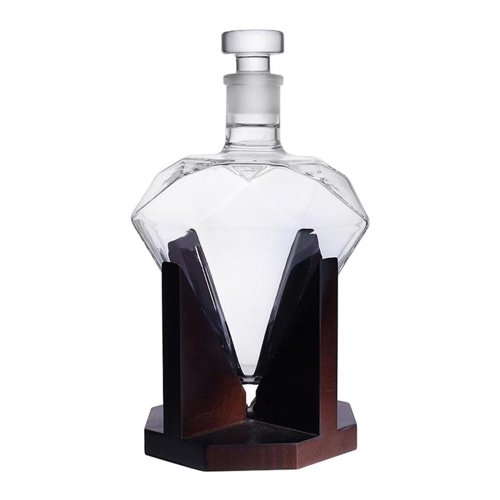 Diamond  Decanter Luxurious Vodka   Pourer Wooden Stand Party