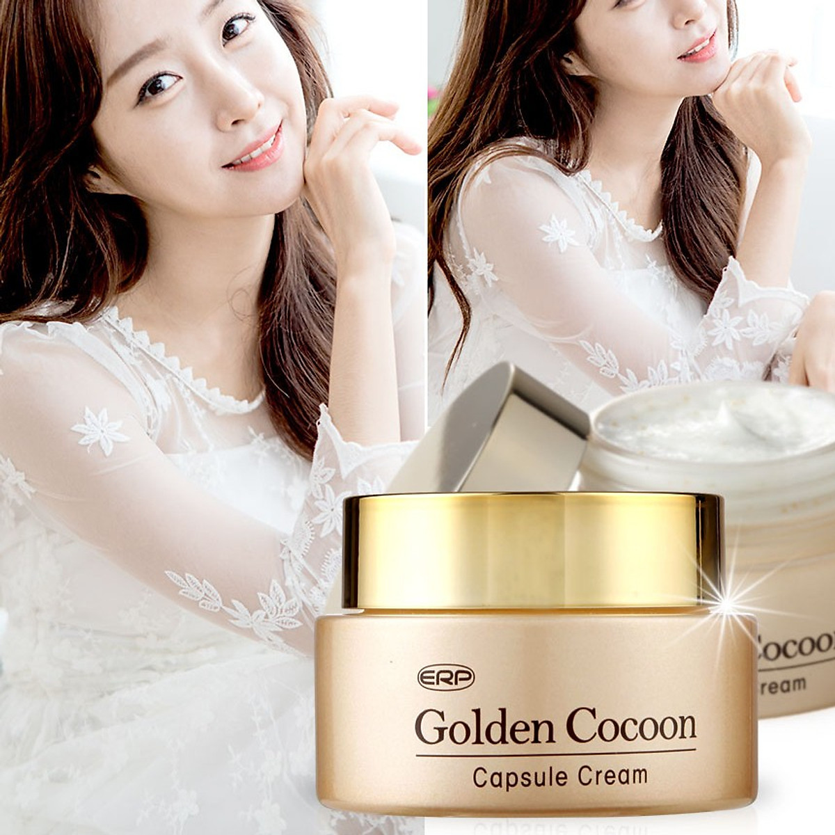 Combo Dưỡng Da Chuyên Sâu Kén Tơ Tằm Vàng Golden Cocoon Ampoule And Capsule Cream