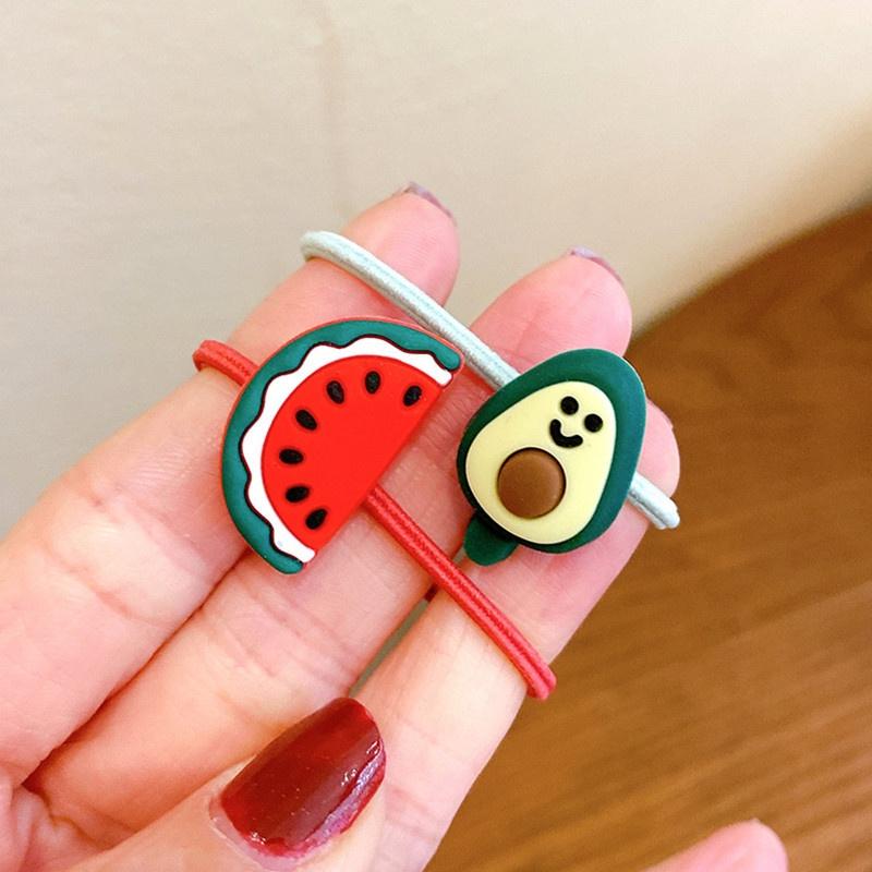 Set 10 Dây Cột Tóc Hình Trái Cây/ Động Vật/ Động Vật Hoạt Hình Ngọt Ngào Thời Trang Cho Bé Gái