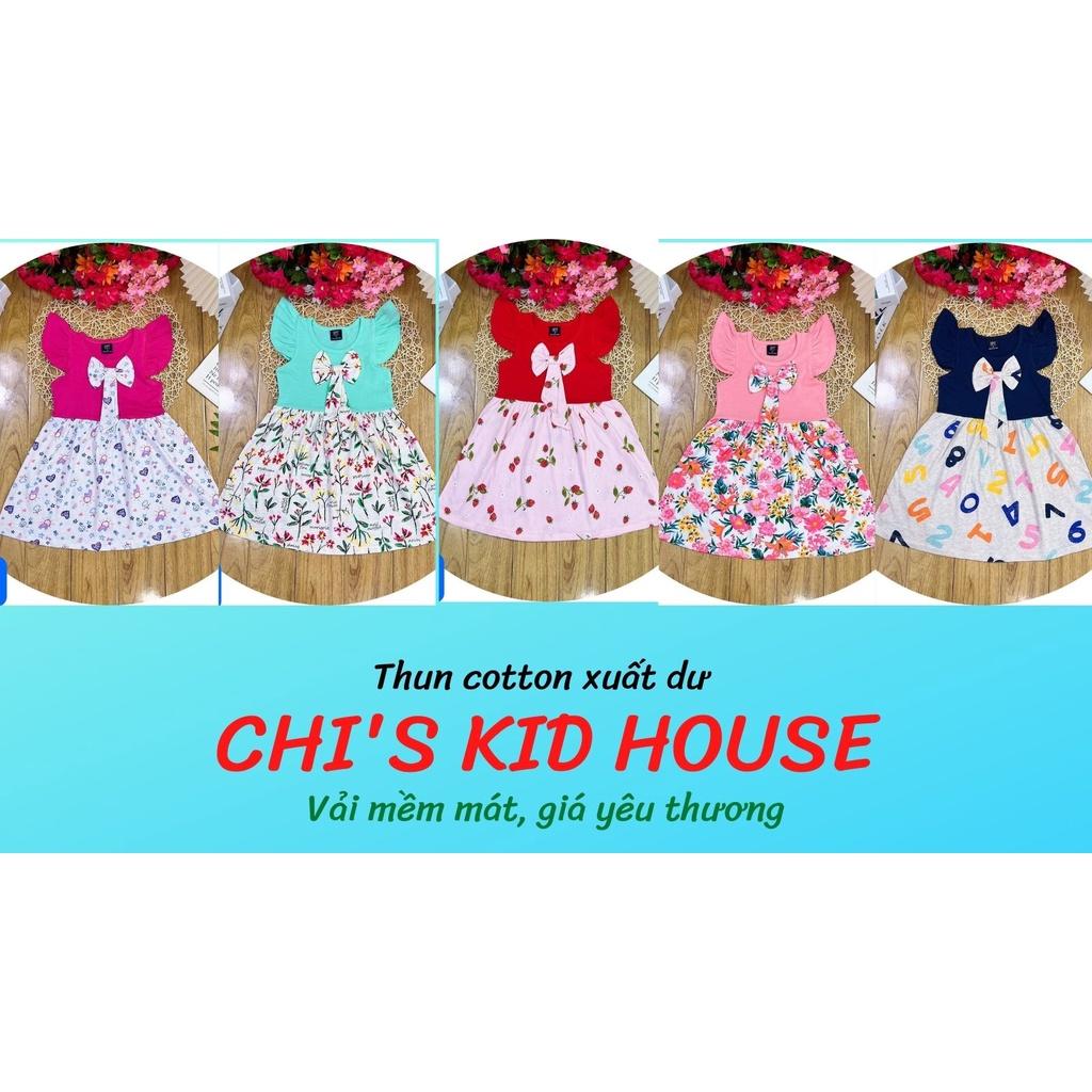 (HOT)ĐẦM COTTON CÁNH TIÊN PHỐI NƠ SIÊU CẤP DỄ THƯƠNG CHO BÉ 9-25KG