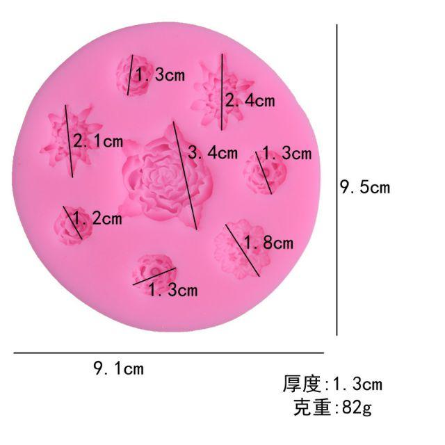 Khuôn rau câu silicon 4D 8 Bông hoa Mã HL2D3K