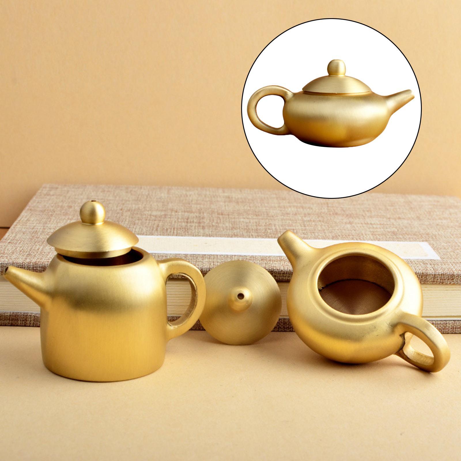 Brass Teapot Figurines Crafts Copper Kettle for Furniture Table Office