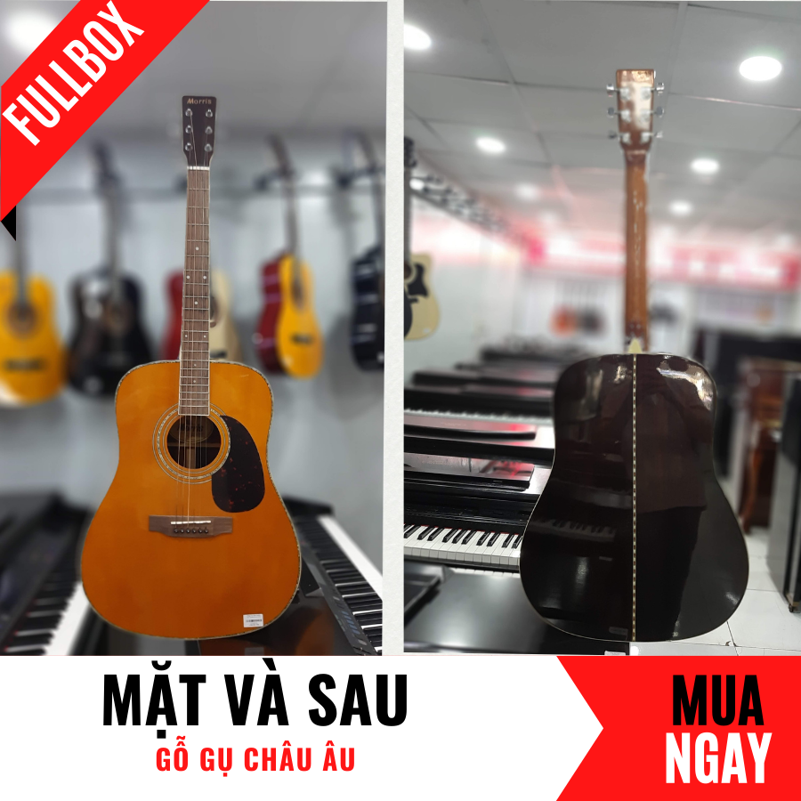 Đàn Guitar Acoustic Morris Bằng Gỗ Đàn Hương Cao Cấp + Phụ Kiện (Size 4/4)