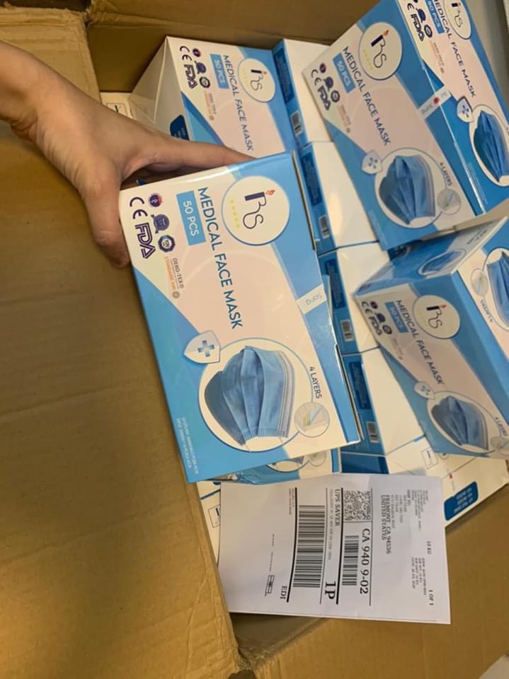Khẩu trang y tế 4 lớp cao cấp giấy kháng khuẩn hộp 50 cái, hàng công ty Rực Sáng, tiêu chuẩn xuất khẩu