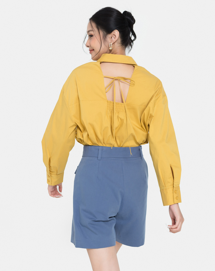 Áo Sơ Mi Nữ Thời Trang JUNO Oversize Thân Sau Cutout JNASM005